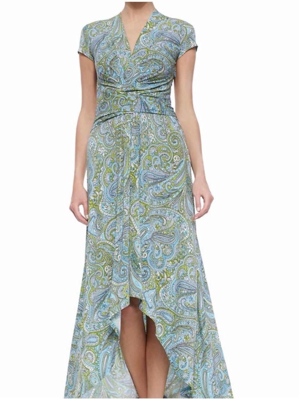 MICHAEL Michael Kors Blue and Green Paisley High-Low Dress